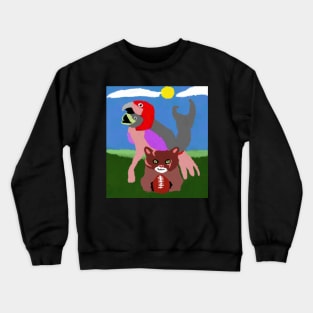 football cat with trout parrot Crewneck Sweatshirt